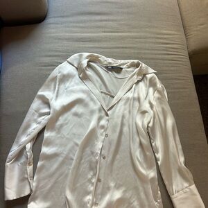 Zara White Casual Button Down Shirt